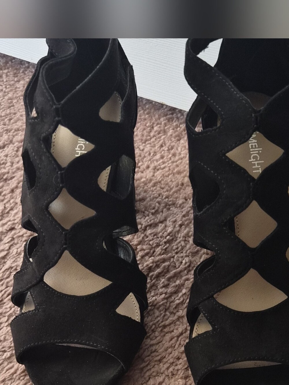Black Cut‑Out High Heel Sandals
